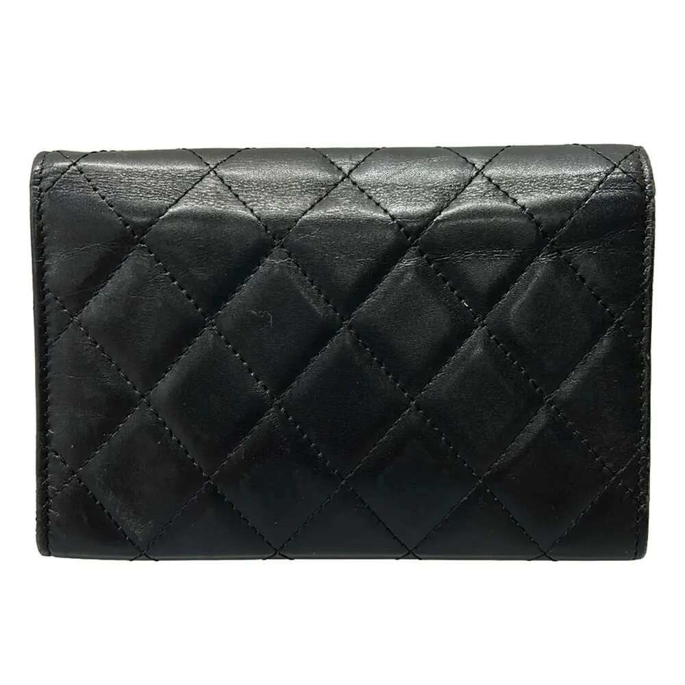 Chanel Cambon Line Bifold Wallet Black White